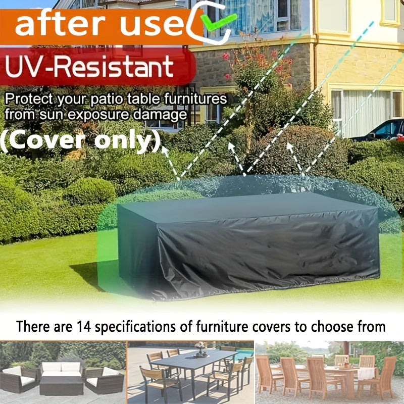 Outdoor Rectangular Table and Chair Cover Polyester Waterproof UV Resistant Black