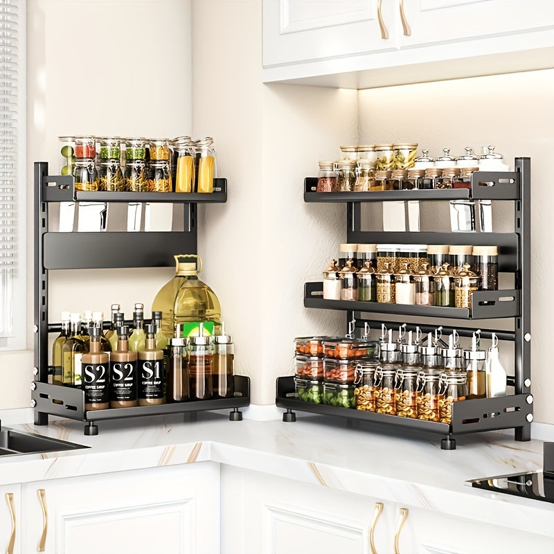 3-Level Stainless Steel Spice Rack Organizer for Kitchen and Dining