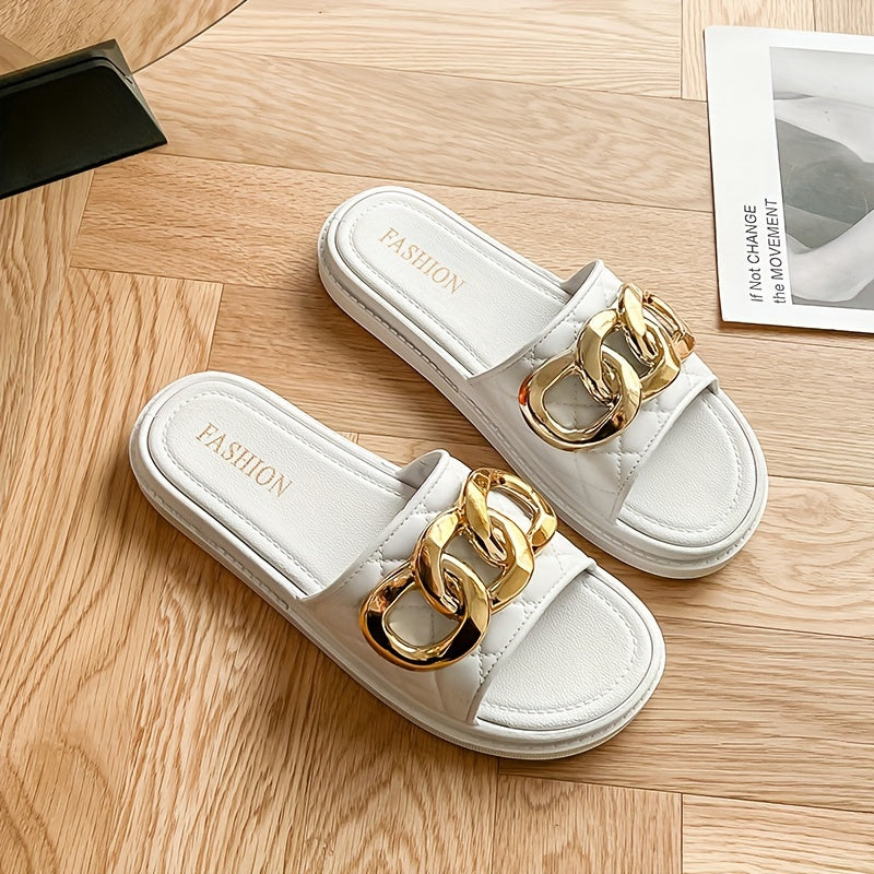 Women's Quilted Slip-On Slides Casual Soft Sole Beach Sandals