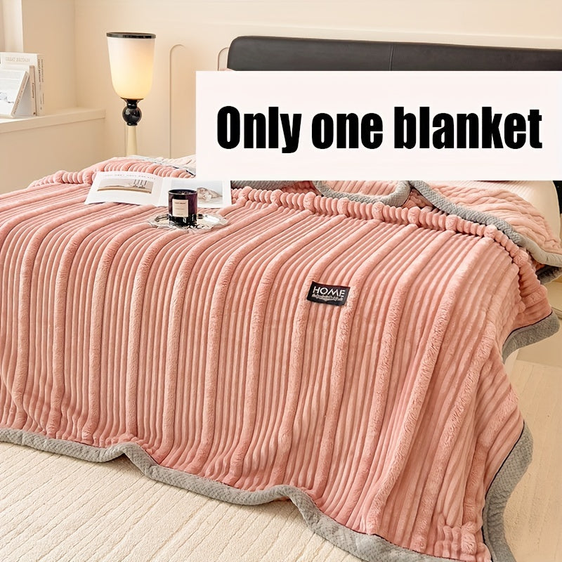 Manta moderna de pelo sintético a rayas para cama y sofá, para todas las estaciones, lavable a máquina