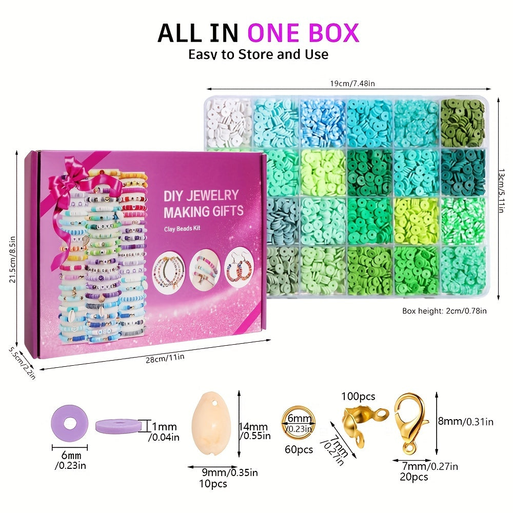 DIY Bracelet Charm Making Kit 120 Colors 12,000 Beads Polymer Clay Jewelry Supplies