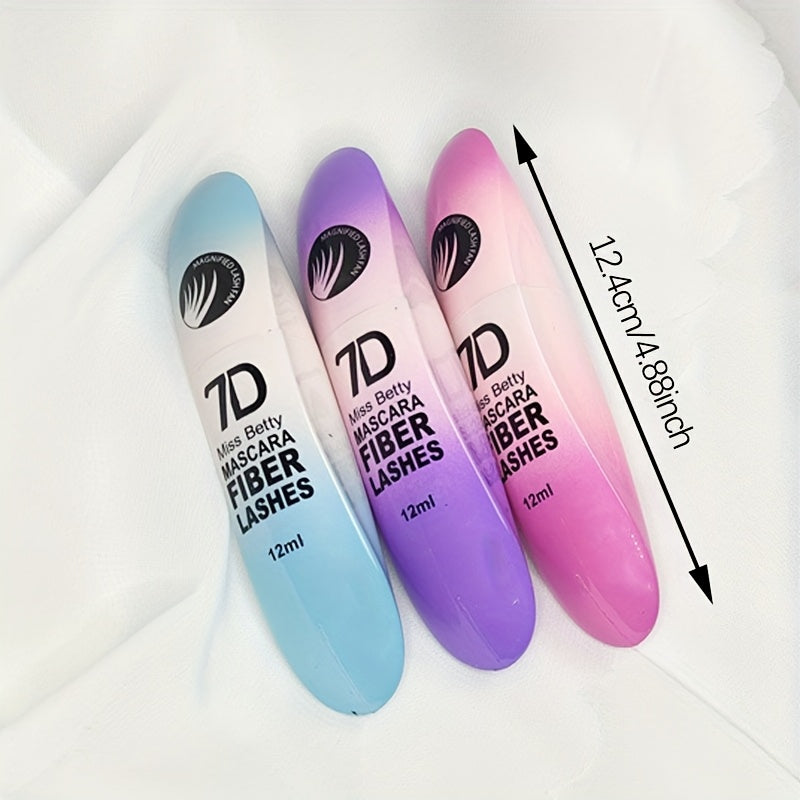 3-Donali suv o'tkazmaydigan, ifloslanishga qarshi 7D tolali kirpik maskarasi, uzoqroq, qalinroq va tabiiy qora uchun