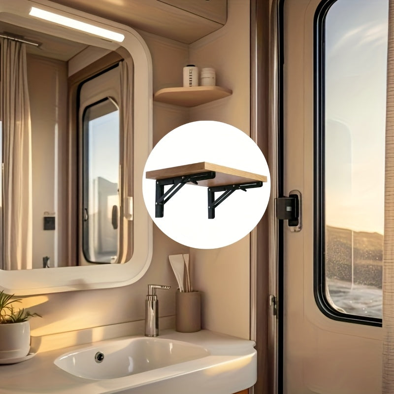 2PCS Folding Bracket Set for RV Caravan Mini Table Black Finish Car Accessories