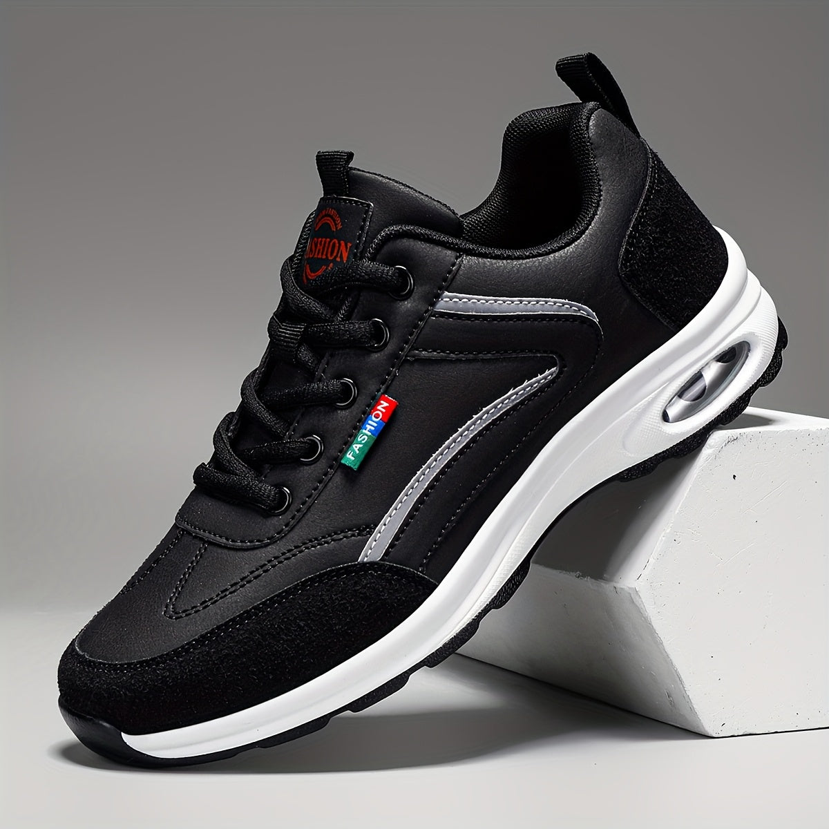 Men's Two-Tone Running Shoes with Air Cushion and Rubber Sole