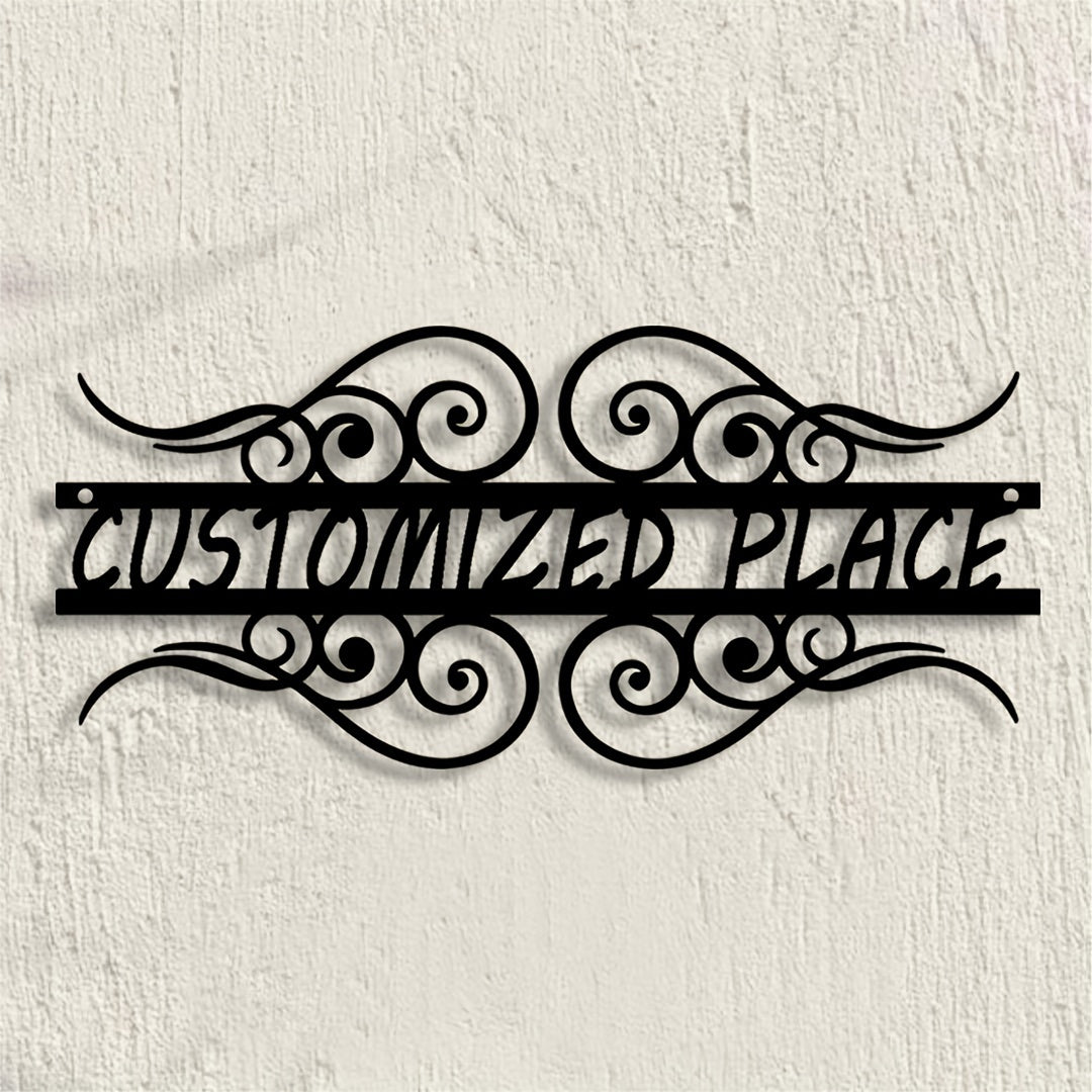 Qora po'latdan tayyorlangan dekorativ xush kelibsiz belgisi, eshik tutqichi, moslashtiriladigan metall kirish san'ati, verandaga va uy manziliga