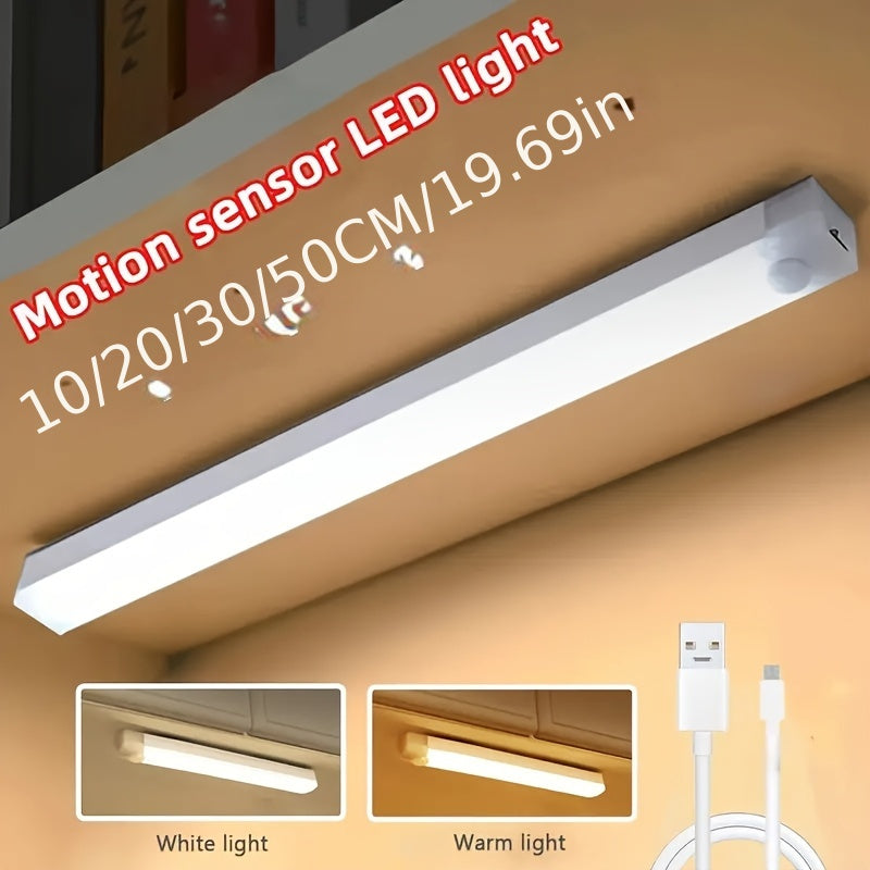 White Motion Sensor LED Light USB Rechargeable Magnetic for Kitchen Wardrobe Bedroom