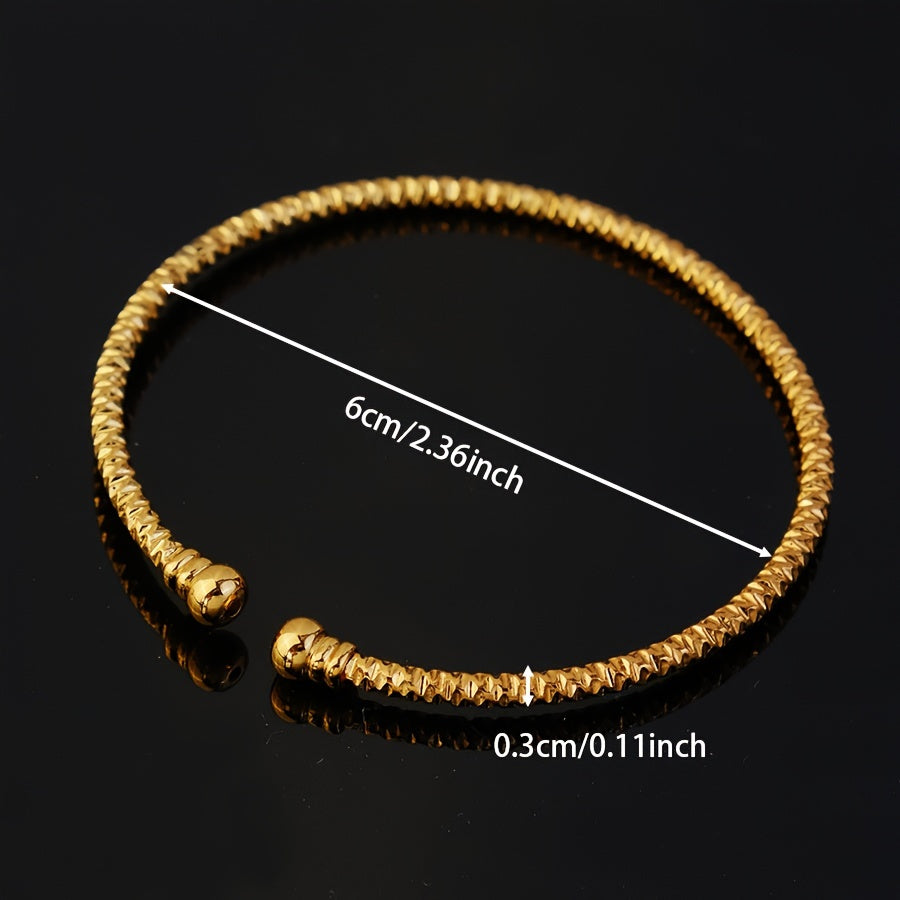 Браслет с двойными бусинами в восточном стиле - 6 штук, классические золотые свадебные украшения из Дубая, идеальный арабский подарок для женщин - отлично подходит для вечеринок и повседневной носки