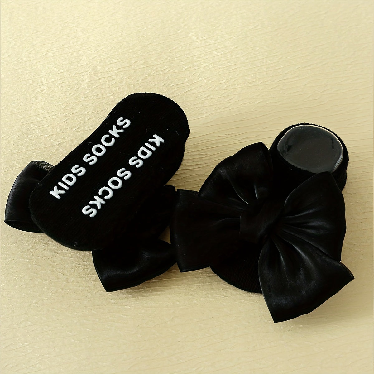 Kids Girls 4 Pairs Cotton Blend Anti-Skid Socks with Bowknot and Dot Glue