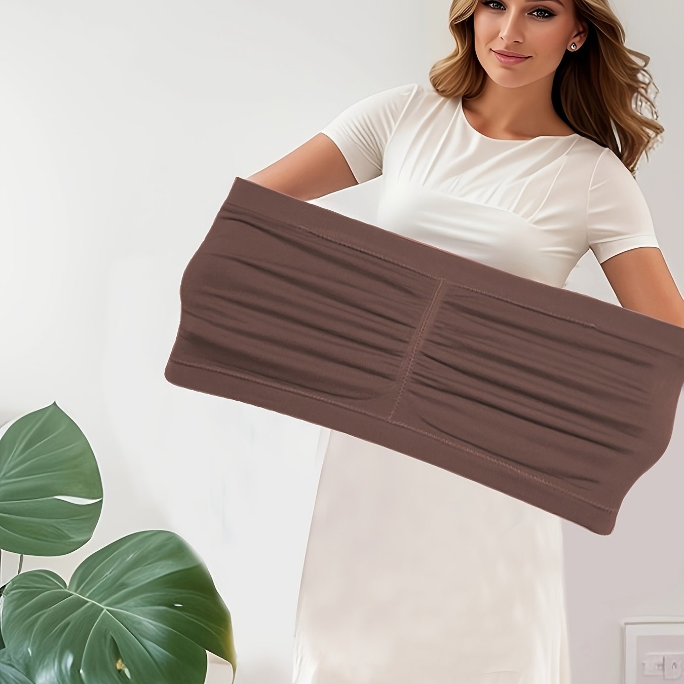 Plus o'lchamli uzluksiz bandeau bra, qalinliksiz, elastik mato, yoga va fitnes uchun