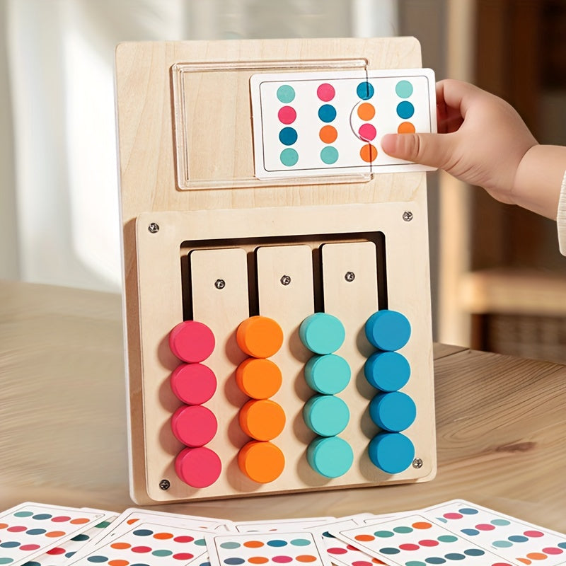 Educational Wooden Game for Kids Age 3+ Color Matching and Strategy Development with Red Green Blue Yellow Pieces