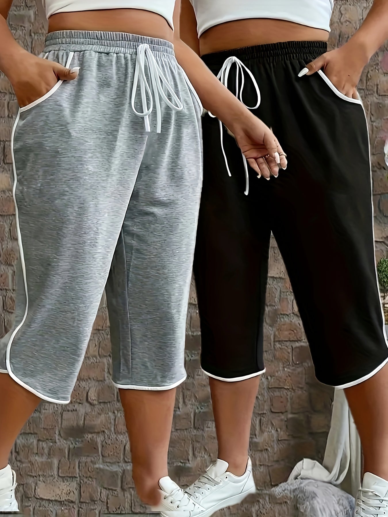 Plus Size Shorts Set for Women Cotton Casual Summer Activewear