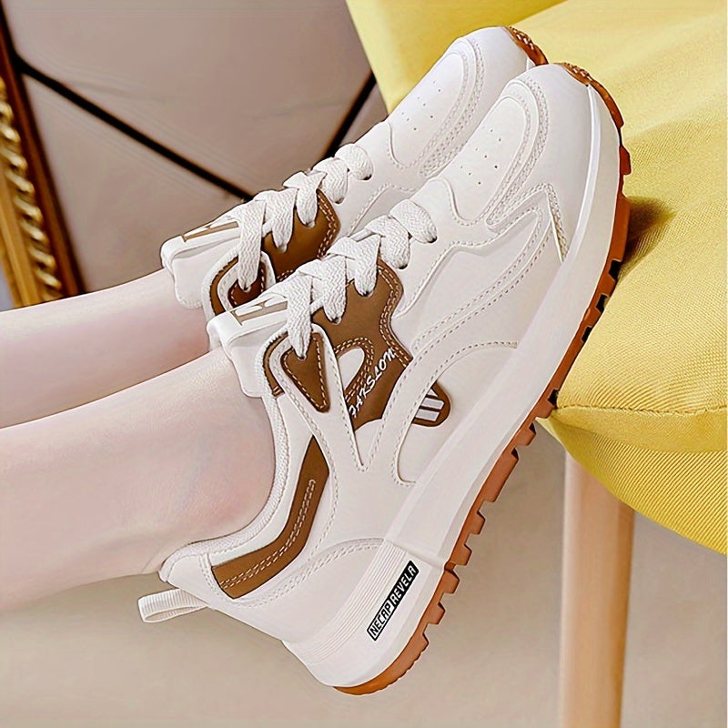 Women's Lightweight Lace-Up Sneakers with Non-Slip Rubber Sole Breathable Fabric Casual All-Season