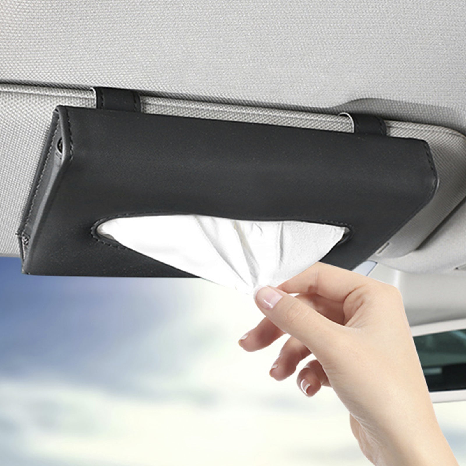 Car Sunshade Paper Towel Box Organizer Mounted Pull-Out Carton