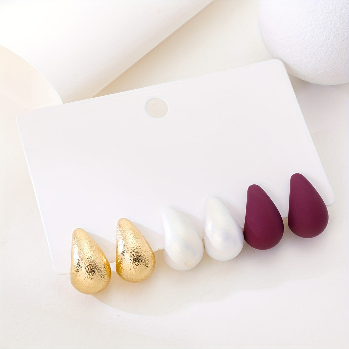 Women's Teardrop Earrings Set Hypoallergenic Stainless Steel with Red Blue Gold Silver