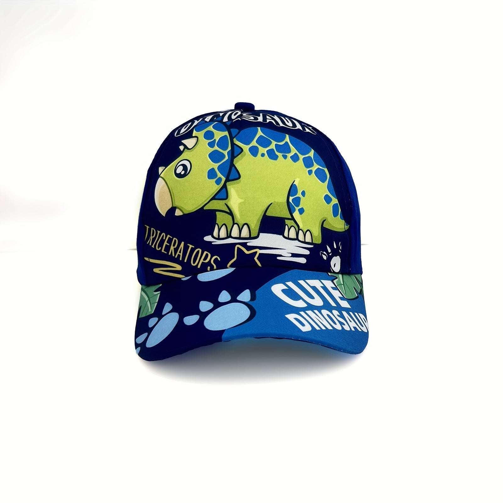 Kids Adjustable Cartoon Dinosaur Print Baseball Cap Lightweight All-Season Fitted for Boys and Girls