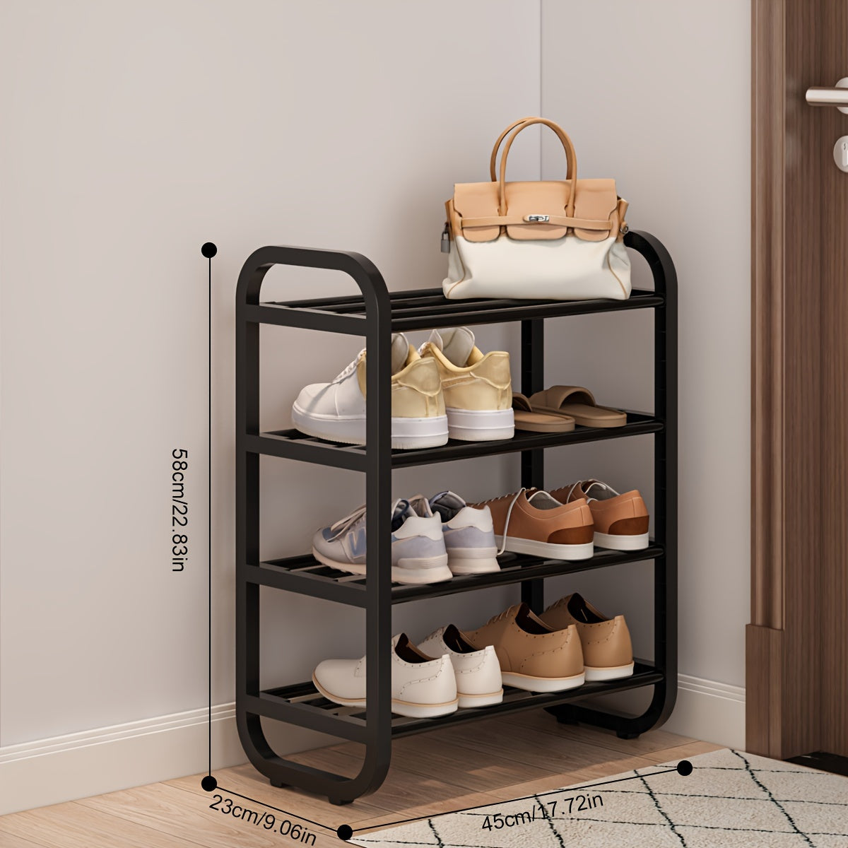 Compact Metal Shoe Rack 4/5 Tiers Organizer for Entryway Hallway Storage