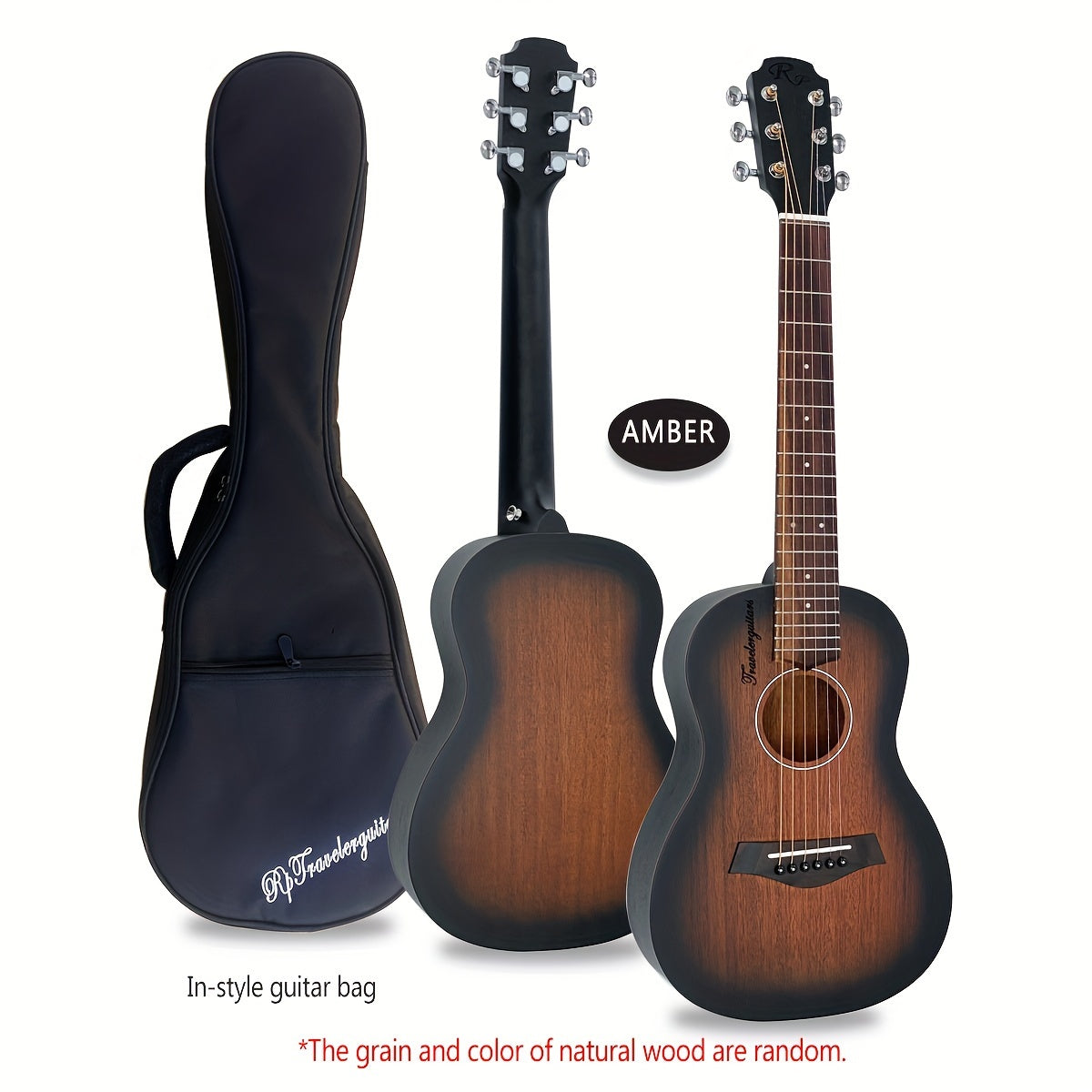 Ultra-Mini Travel Acoustic Guitar with Mahogany Neck and Sides Rosewood Fingerboard 20 Frets