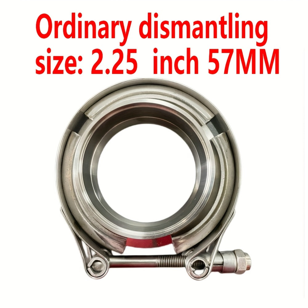 Avtomobil chiqindi quvurlari uchun zanglamaydigan po'latdan yasalgan V-boltli klamplar to'plami, turbo quvur uchun 5.08-7.62 sm