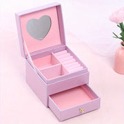 Jewelry Storage Box for Women with Drawer for Rings Earrings and Necklaces