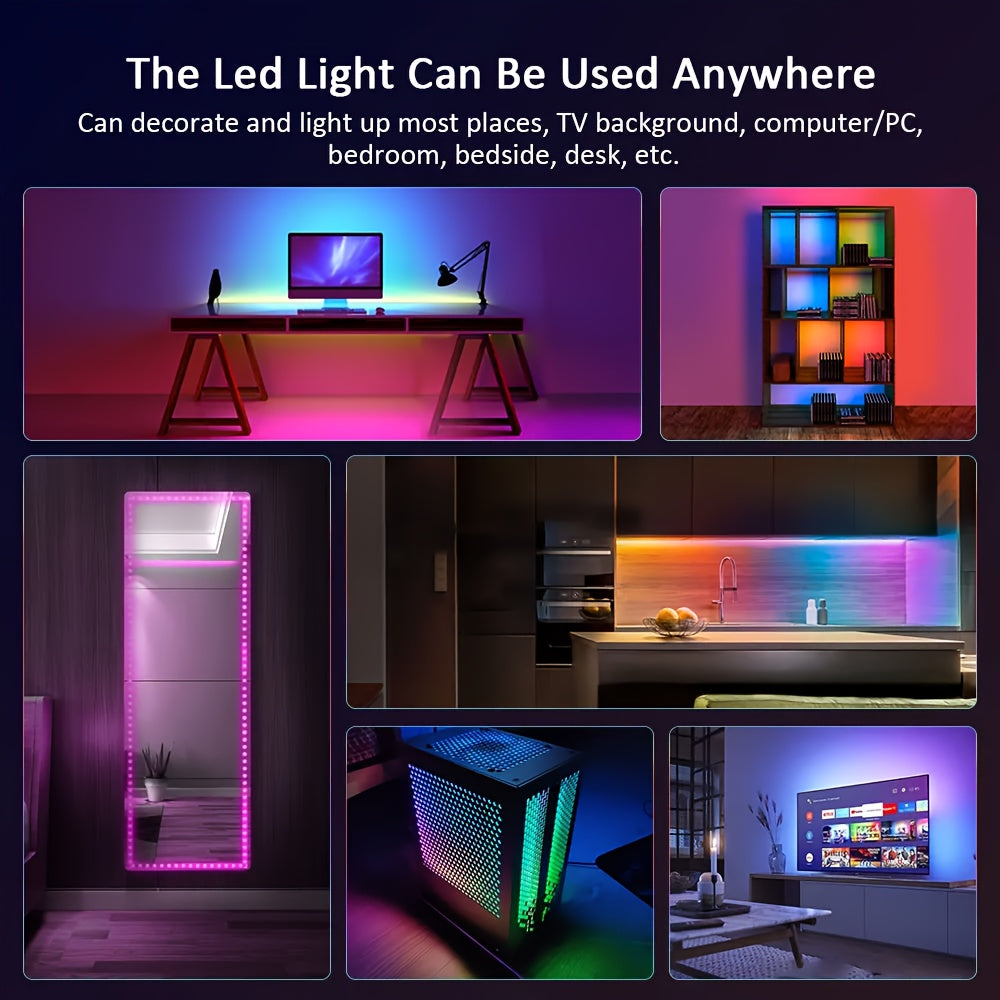 RGB LED chiroqlar chizig'i 91cm dan 29.87m gacha USB rang o'zgartirish masofadan boshqarish ilovasi bilan