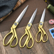 Stainless Steel Tailor Scissors with Gold-Tone Alloy Handle for Sewing Craft Office Home Use
