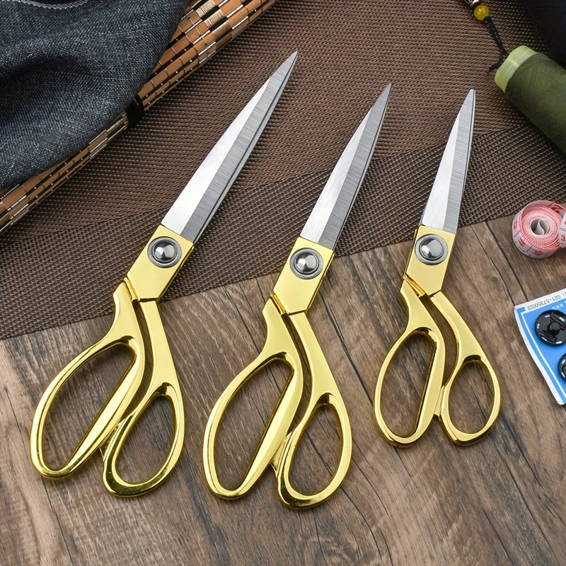 Stainless Steel Tailor Scissors with Gold-Tone Alloy Handle for Sewing Craft Office Home Use