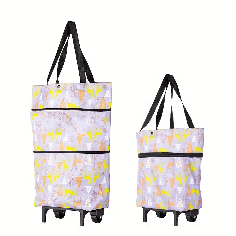 Sturdy Compact Shopping Cart with Smooth Wheels Leak-Proof Oxford Fabric for Groceries