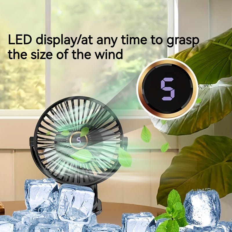 Mini Desk Fan with LED Night Light, USB Charging, Quiet Motor, Portable