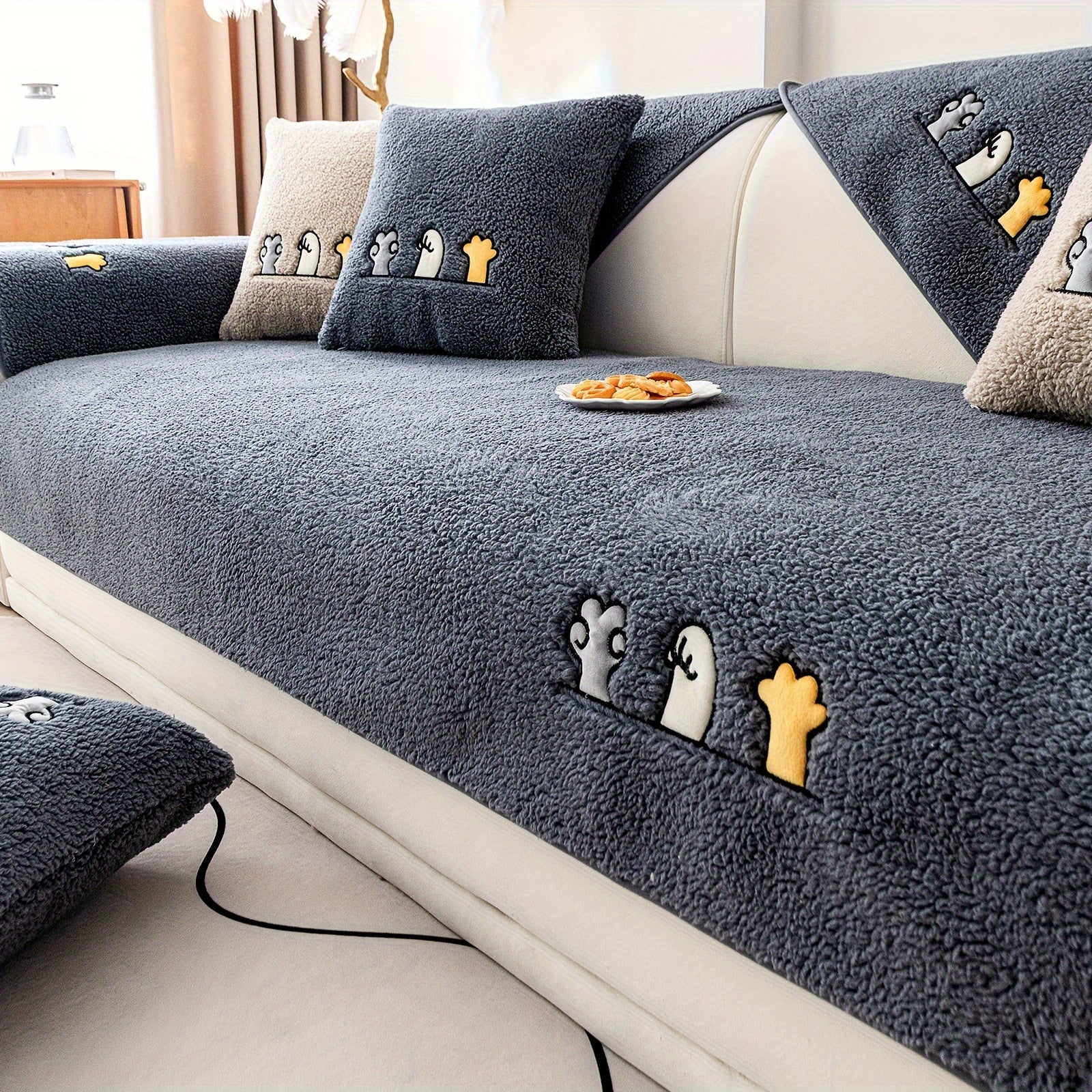 Плюшевый чехол на диван Sherpa, противоскользящий, защитный чехол для мебели для домашних животных для гостиной