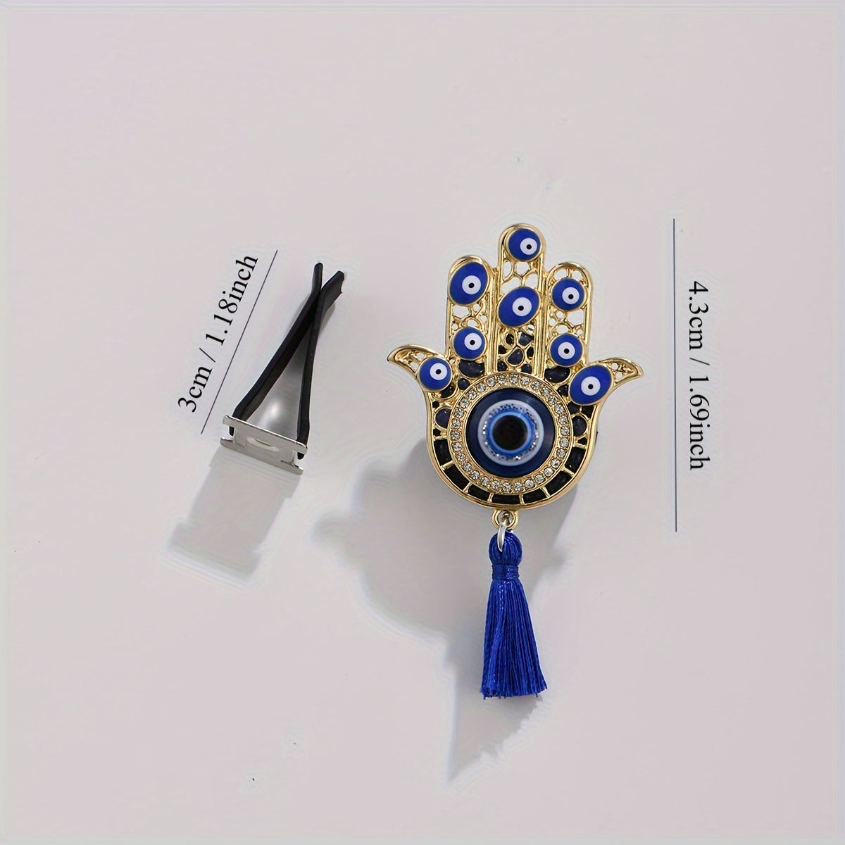 Car Air Freshener Vent Clip Hamsa Hand Emblem Tassel No Fragrance Stylish Auto Accessory