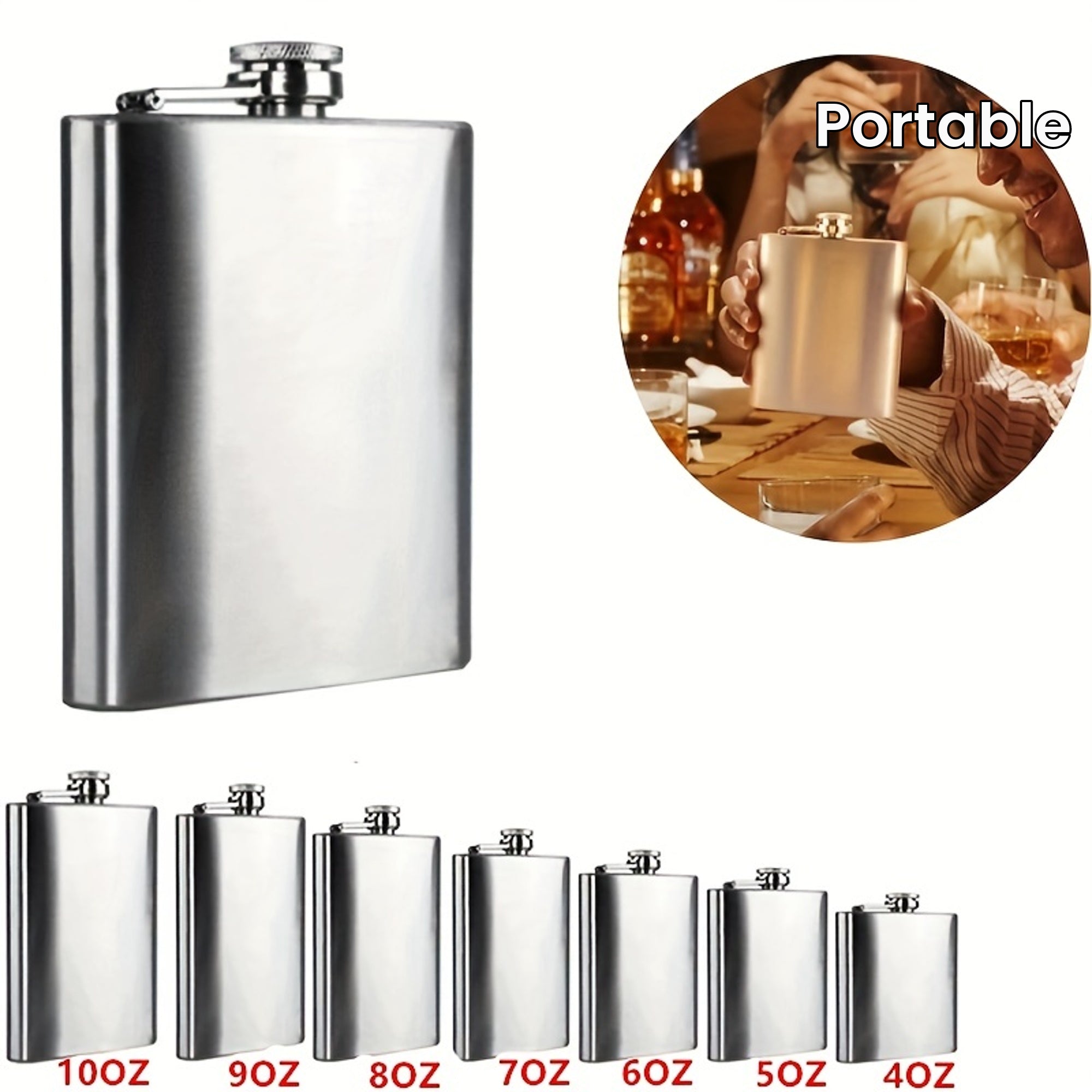 Stainless Steel Hip Flask for Outdoor Use Pocket-Sized with Screw Cap