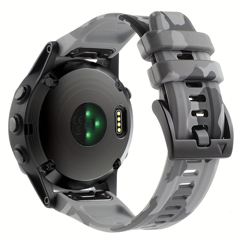 Sevimli tanlov: Garmin Fenix 5, 5X Plus, 6, 6X Pro, 7, 7X, Forerunner 945, 935, Instinct 2X uchun 26mm/22mm o'lchamdagi mustahkam silikon tez chiqarish sport tasmasi - Qulflovchi bilan aqlli soat bilaguzuk.