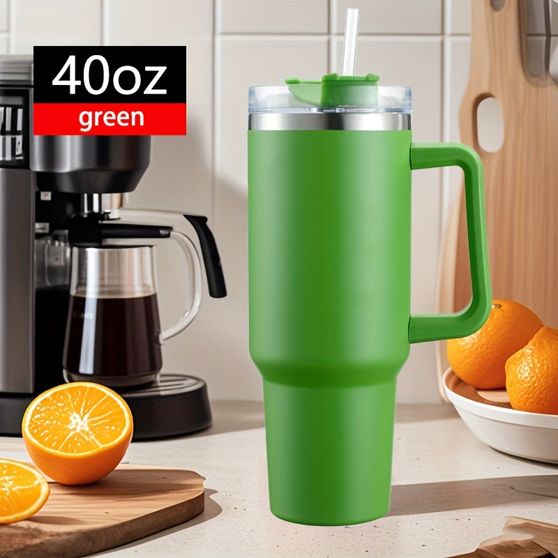 Vaso aislante de acero inoxidable con asa y pajilla para bebidas calientes y frías 20oz