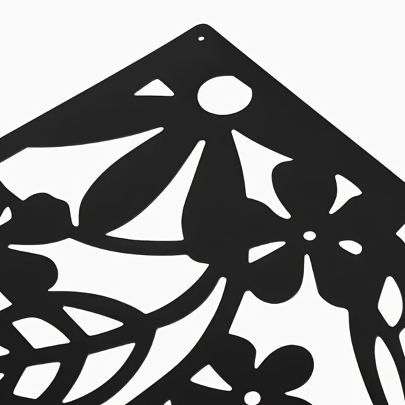 Стильный современный набор из 12 пластиковых перегородок с цветочным дизайном для гостиной, спальни, офиса - декоративные подвесные экраны в стиле бохо, без дерева, черные