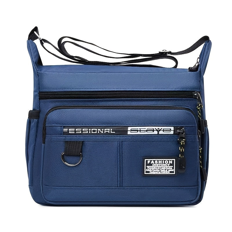 Men's Large Capacity Nylon Chest Bag with Multiple Compartments and Adjustable Strap for Travel and Outdoor Activities