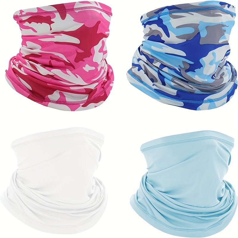 Juego de 4 mascarillas faciales de camuflaje para ciclismo, senderismo, pesca, braga de cuello transpirable, escudo UV