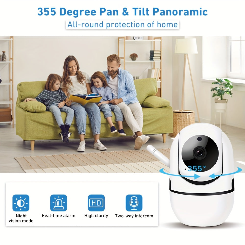 Cámara de seguridad HD 1080P para interior y exterior con PTZ, visión nocturna, detección de movimiento, audio bidireccional, Wi-Fi, compatible con smartphone