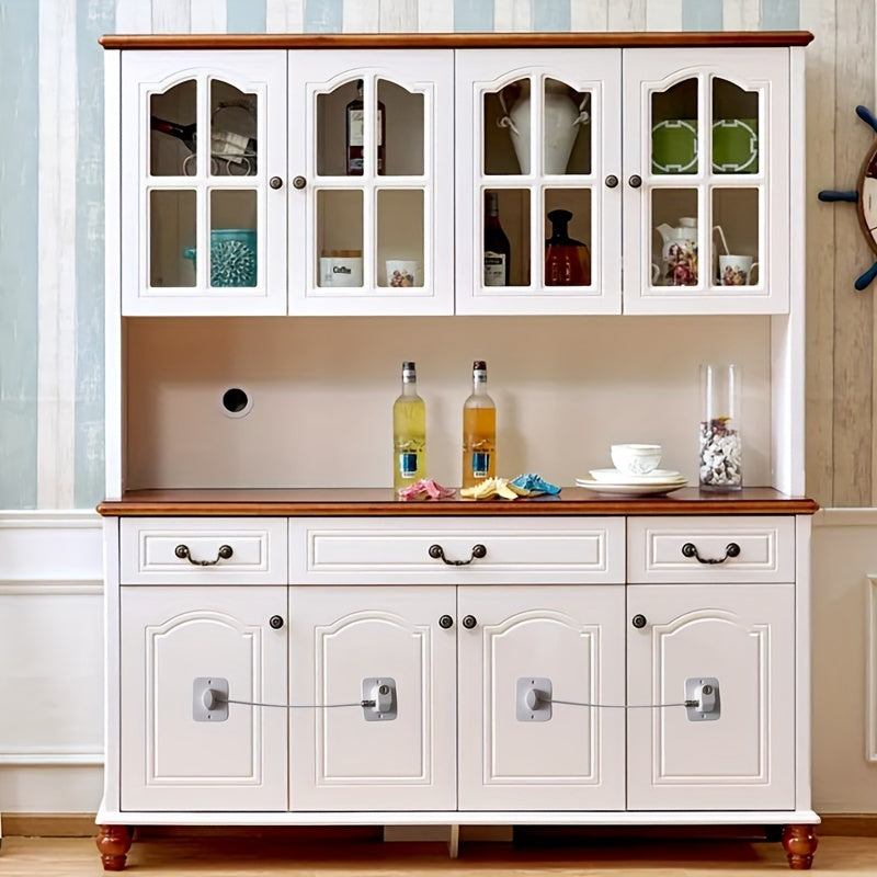 Child Safety Fridge Lock Non-Toxic Plastic White Black Key for Pantry Freezer