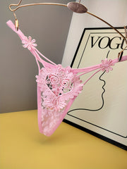 Women's Floral Lace Thongs Lingerie with Low Waist Hollow Design