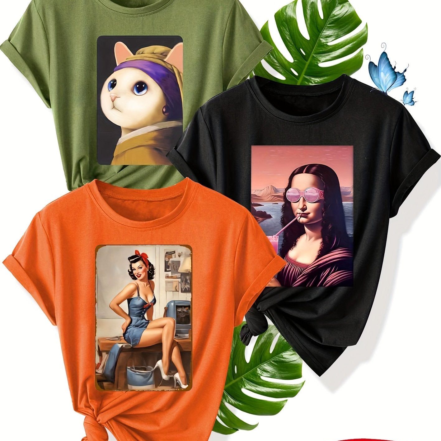 Women's Casual Tshirt Set Shortsleeve Vintage Style Summer Sporty Lightweight