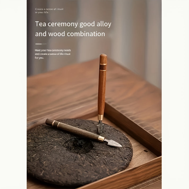 Handmade Damascus Steel Tea Knife Set with Wooden Tea Tools for Matcha and Pu-erh