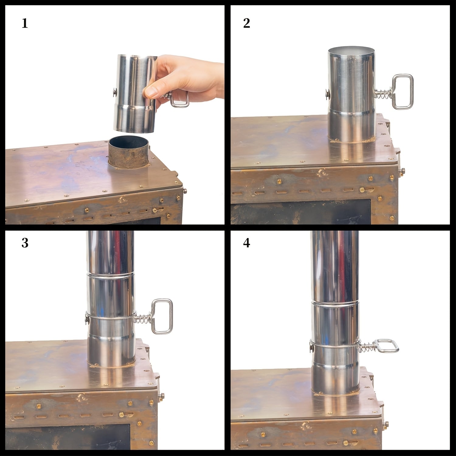 Stainless Steel Stove Pipe with Damper 5.99 cm Chimney Vent for Outdoor Kitchen