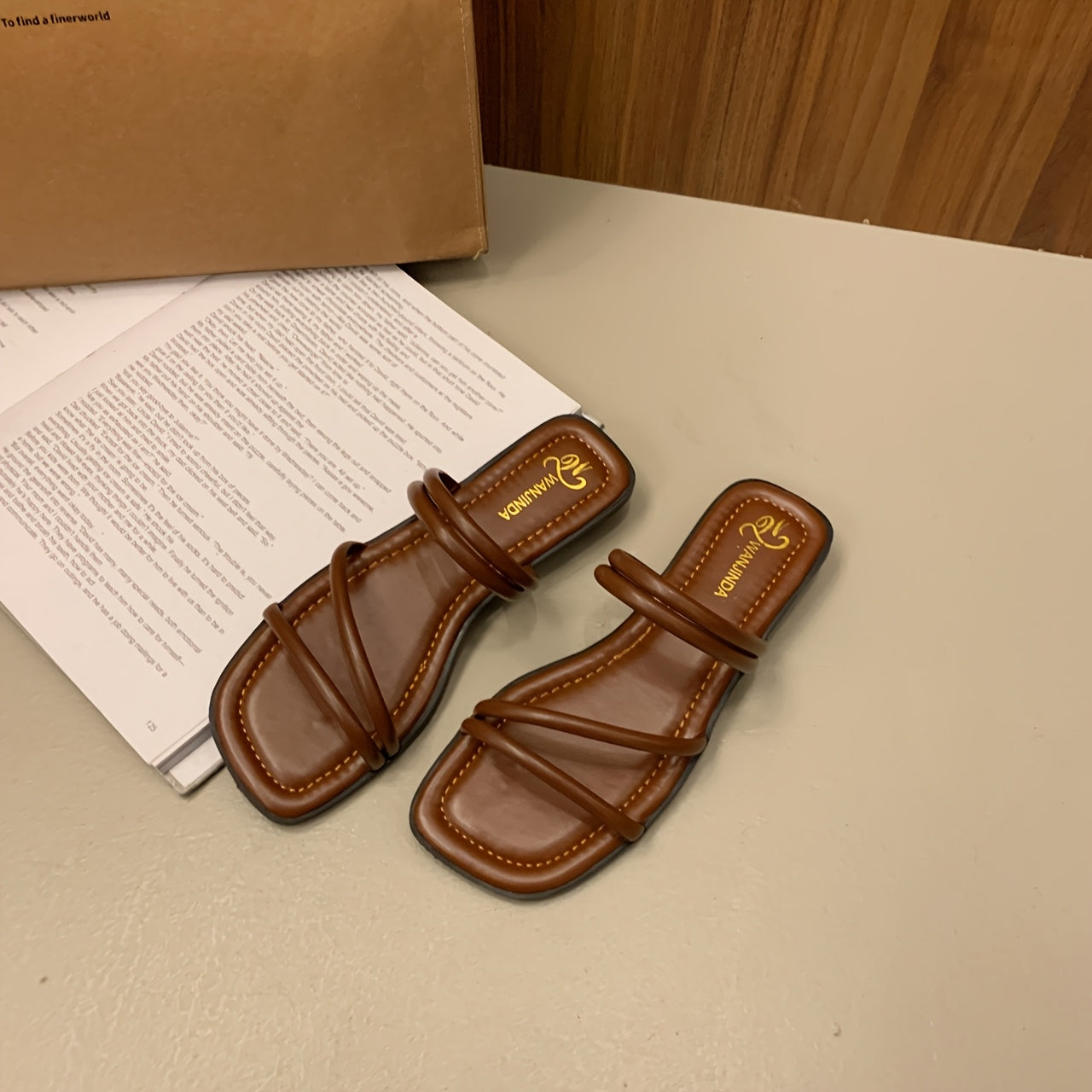 Women's Slip-On Backstrap Sandals Faux Cover Open-Toe Summer Slippers Black White Brown