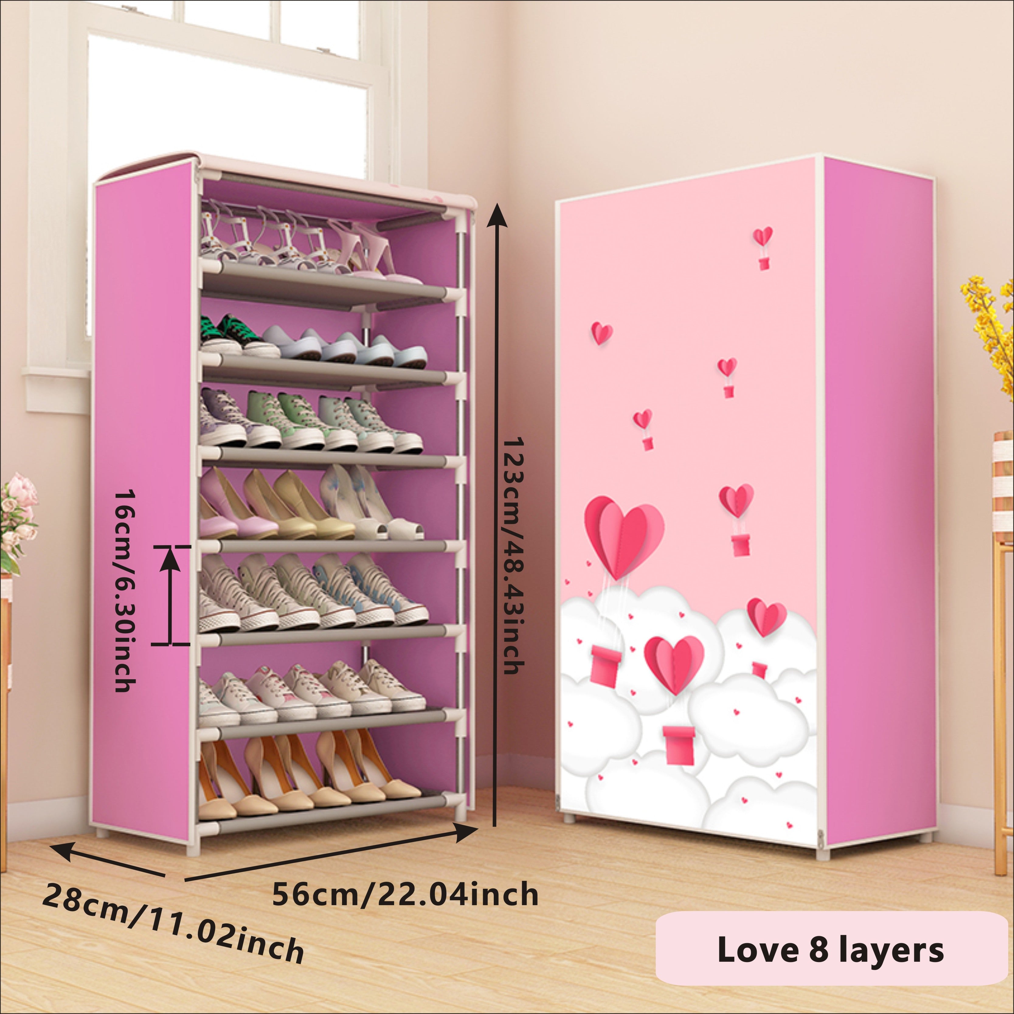 Durable Shoe Storage Cabinet with Fabric Zipper Cover for Hallways and Closets