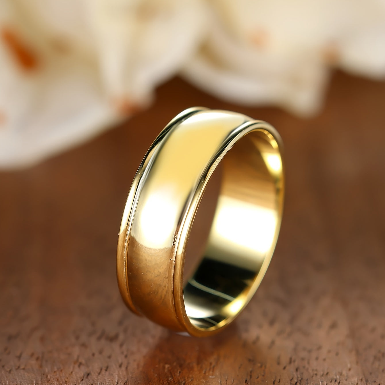 Sterling Silver Wide Band Ring Polished Wheel Shape Jewelry for Women