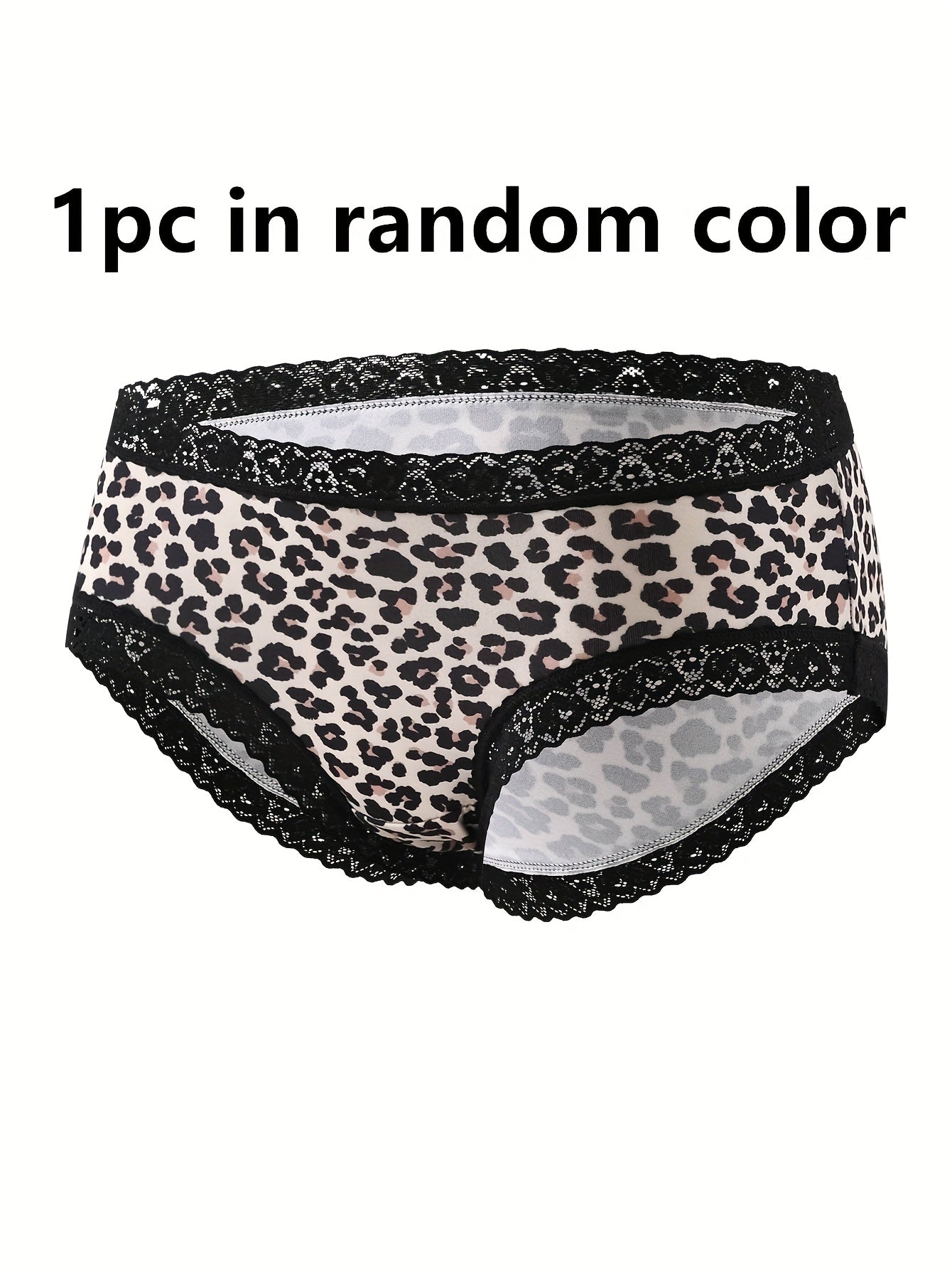 Women's Leopard Print Low-Rise Lace Panties Polyester Spandex Brief