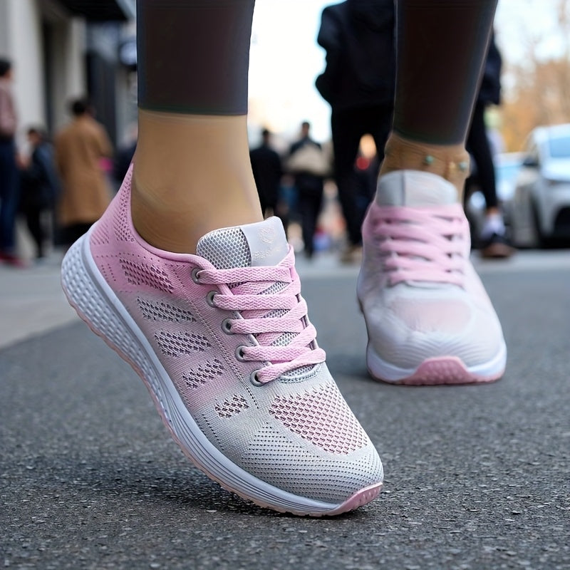 Women's Breathable Mesh Running Shoes Low-Top Sneakers Black Pink