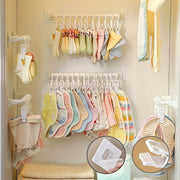 Wall-Mounted Wardrobe Organizer with Adjustable Clips and Hole-Free Installation