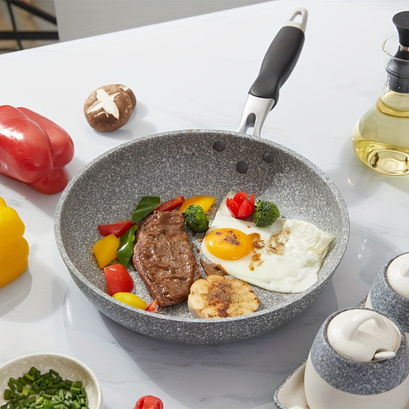 Home Frying Pan Set turli o'lchamdagi Non-Stick qozonlarni o'z ichiga oladi (28sm, 26sm, 24sm va 20sm) Induksion pechlar, gaz pechlari va boshqa joylarda foydalanish uchun mos. Pancaklar, tuxumlar va turli xil taomlarni tayyorlash uchun mukammal.