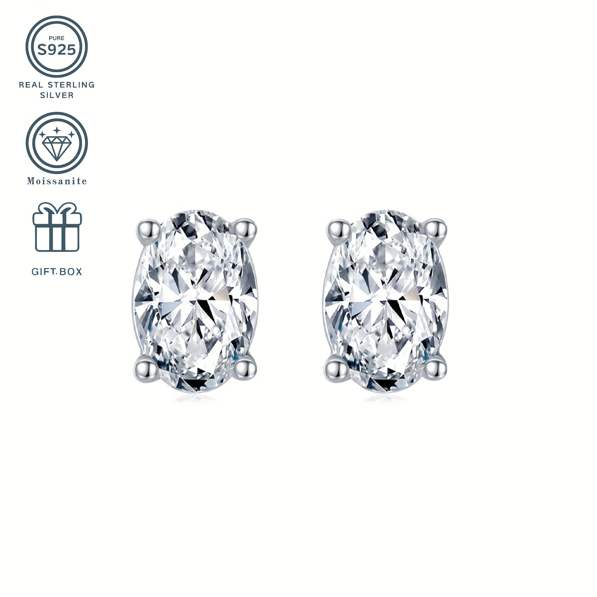 Moissanite Pendant and Earring Set in Sterling Silver 1CT Pendant 0.5CT Earrings Hypoallergenic Jewelry